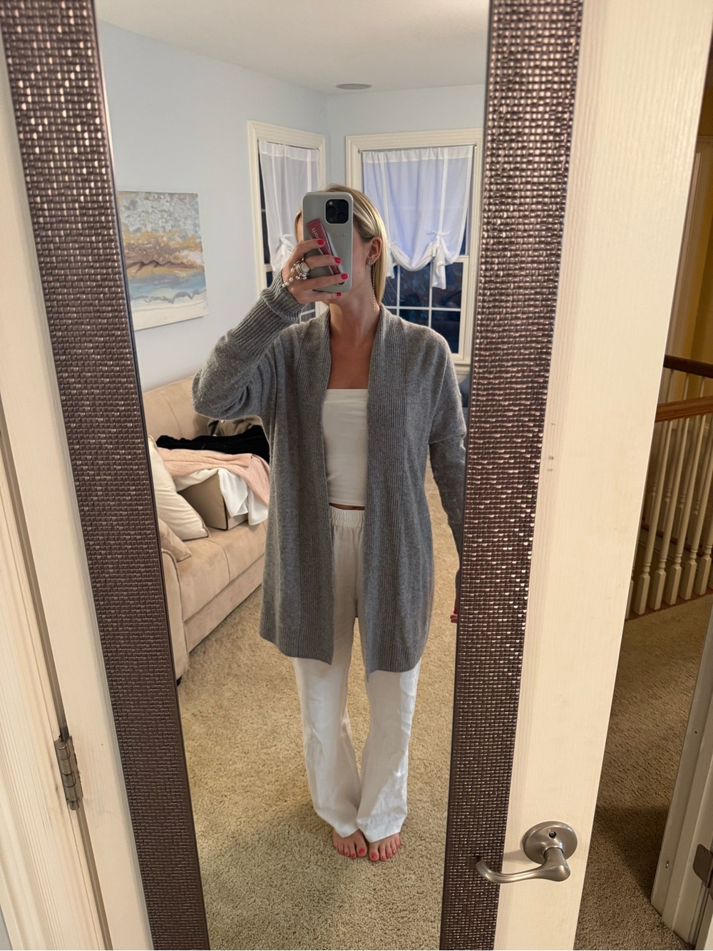 White + Warren Cashmere Cardigan - light gray